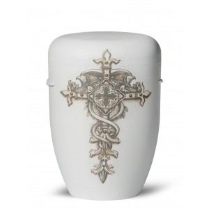 Hand Painted Biodegradable Cremation Ashes Funeral Urn / Casket – Gothic Cross (Because You Are)
